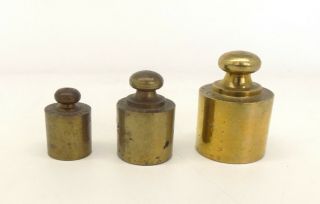 Antique 3 Metal Brass Bronze Measuring Scale Wieghts 200 100 50 Grams