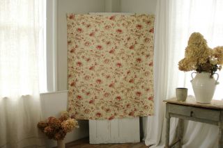 Floral Fabric Antique Pillement design French textile cotton red & neutral tones 3