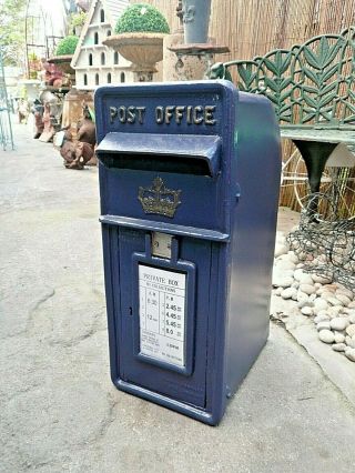 Royal Mail Cast Iron Scottish Crown Blue Post Box