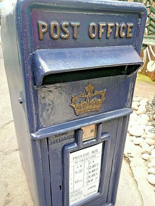 Royal Mail Cast Iron Scottish Crown Blue Post Box 2