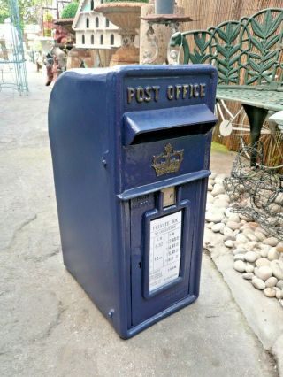 Royal Mail Cast Iron Scottish Crown Blue Post Box 3