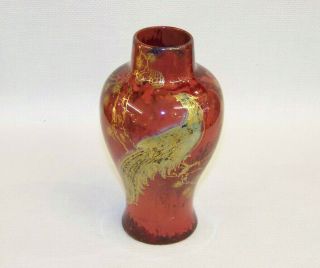 Fine Antique Bernard Moore Arts & Crafts Peacock Design Art Pottery Flambe Vase.