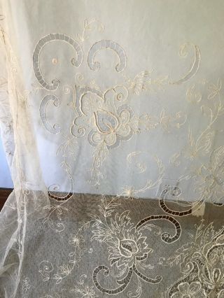 Antique 1920s Tambour Lace Bedspread 12