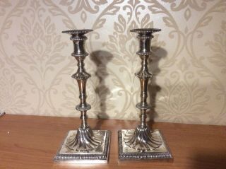 Antique Pair Silver Candlesticks George V In George Ii Style Richard Comyns 1928
