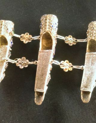 ANTIQUE CHINESE SILVER GEM INLAID NAIL GUARDS TRANSFORMED TO EXQUISITE BRACELET 5