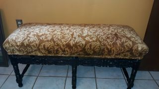 Vintage Mid Century Tufted Bench End of Bed Bench French Country Window Seat 2