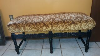 Vintage Mid Century Tufted Bench End of Bed Bench French Country Window Seat 4