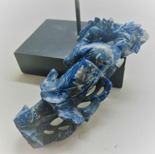 ANCIENT CHINESE LAPIS LAZULI FIGURE ROBED WOMEN RARE 3