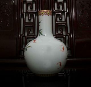 Old Rare Famille Rose Chinese Porcelain Peach Vase Qianlong MK H8.  27” 2