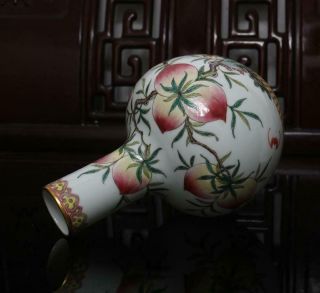 Old Rare Famille Rose Chinese Porcelain Peach Vase Qianlong MK H8.  27” 3