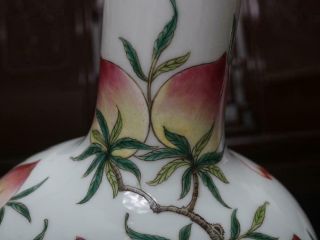 Old Rare Famille Rose Chinese Porcelain Peach Vase Qianlong MK H8.  27” 7