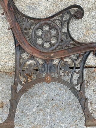 RARE Antique Cast Iron Lions Heads Garden / Park Bench Legs / End Parts - Heavy 12