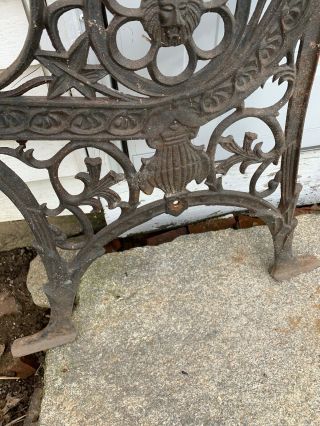 RARE Antique Cast Iron Lions Heads Garden / Park Bench Legs / End Parts - Heavy 5