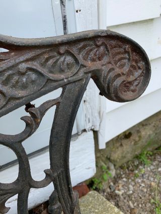 RARE Antique Cast Iron Lions Heads Garden / Park Bench Legs / End Parts - Heavy 8