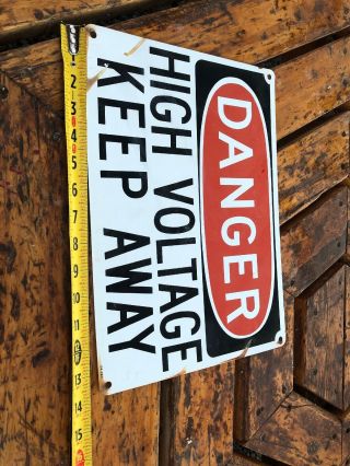 Vintage DANGER HIGH VOLTAGE METAL SIGN VINTAGE ANTIQUE ELECTRICIAN MANCAVE OLD 2