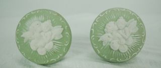 Antique Fancy Rare Green Angels Jasperware Doorknobs Door Knobs c1900 Wedgwood 3