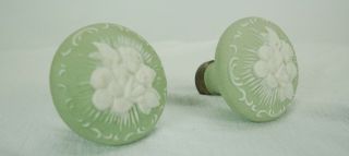 Antique Fancy Rare Green Angels Jasperware Doorknobs Door Knobs c1900 Wedgwood 8