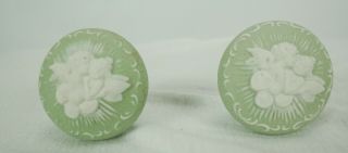 Antique Fancy Rare Green Angels Jasperware Doorknobs Door Knobs c1900 Wedgwood 9