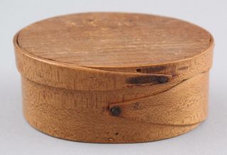 Antique 19thC Miniature American Primitive Oval Wood Pantry Box,  NR 5