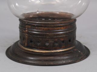 Antique Early 19thC Star Pierced Tin Hand Blown Glass Whale Oil Lantern,  NR 5
