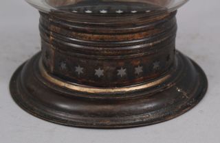 Antique Early 19thC Star Pierced Tin Hand Blown Glass Whale Oil Lantern,  NR 6