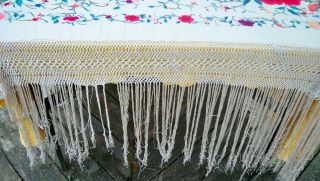 Antique Cantonese Silk Piano Shawl 2