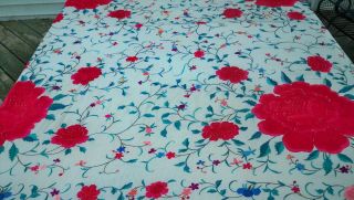 Antique Cantonese Silk Piano Shawl 4