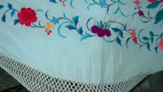 Antique Cantonese Silk Piano Shawl 6