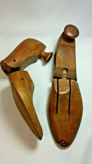 Antique Wood Shoe Form Mold Cobbler Shoemaker Adult Pair Adjustable Unisex