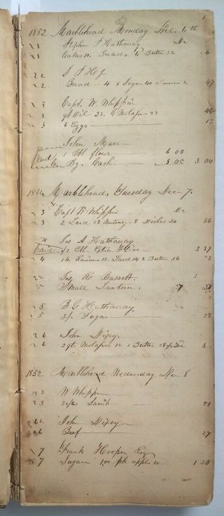 MARBLEHEAD MA Antique Handwritten Ledger/Manuscript Diary/History Genealogy 1852 4
