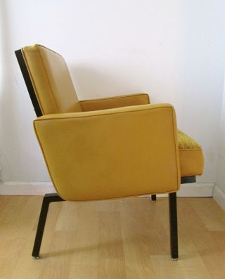 Vtg Mid Century Modern Eck - Adams Gold Vinyl Side Chair Boucle Tubular Steel MCM 3