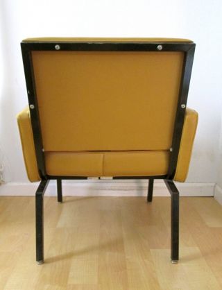 Vtg Mid Century Modern Eck - Adams Gold Vinyl Side Chair Boucle Tubular Steel MCM 4