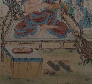 Chinese Old Wu Daozi Scroll Painting Scroll Buddha 79.  53” 2