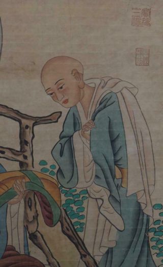 Chinese Old Wu Daozi Scroll Painting Scroll Buddha 79.  53” 3