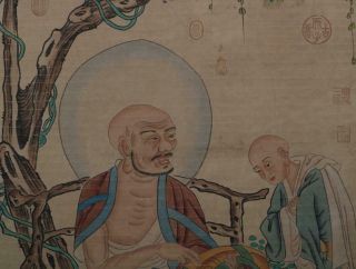 Chinese Old Wu Daozi Scroll Painting Scroll Buddha 79.  53” 6