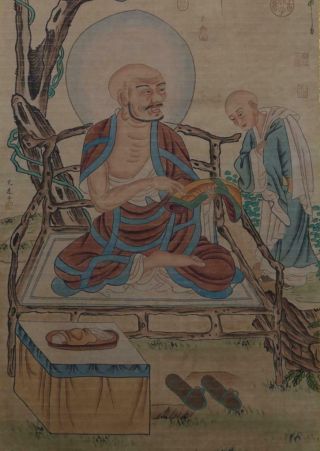 Chinese Old Wu Daozi Scroll Painting Scroll Buddha 79.  53” 8