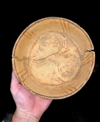 Mlc S3560 8” X 3 7/8” Old Painted Bowl Design Pre Columbian Pot Pottery