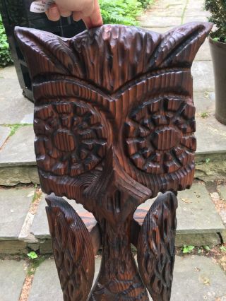 Large Mid Century Modern Carved Witco Owl Wall Sculpture 50” Tall Eames Tiki Wow 3