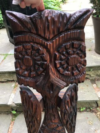 Large Mid Century Modern Carved Witco Owl Wall Sculpture 50” Tall Eames Tiki Wow 4