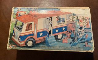 Vintage 1973 Ideal Evel Knievel Scramble Van - With Parts,  Accessories,  & Box