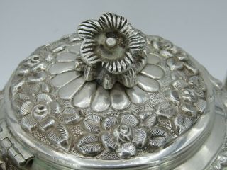 Antique J.  Vigueras Floral Repoussee Sterling Silver Teapot Made in Mexico 5