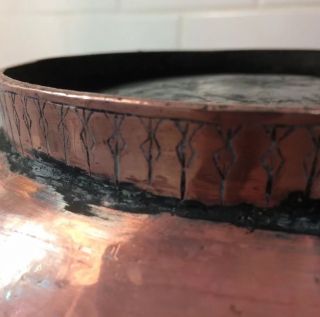 Large Detailed Hand Chased Signed Persian Copper Bowl Islamic Turkish 10