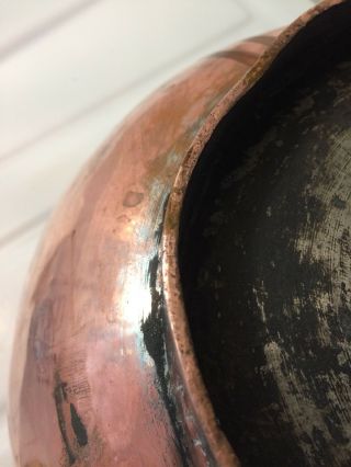 Large Detailed Hand Chased Signed Persian Copper Bowl Islamic Turkish 12