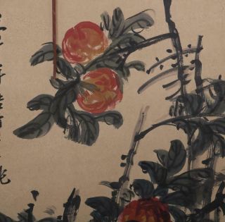 Chinese Old Wu Changshuo Scroll Painting Flowers 77.  95” 4