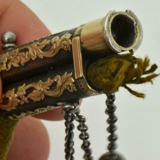 ONE OF A KIND antique Imperial Russian silver&24k gold lighter in form of pistol 10
