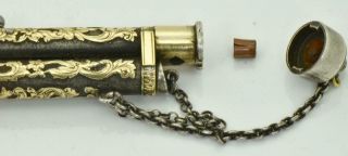 ONE OF A KIND antique Imperial Russian silver&24k gold lighter in form of pistol 11
