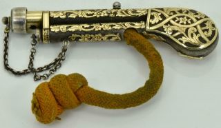 ONE OF A KIND antique Imperial Russian silver&24k gold lighter in form of pistol 4