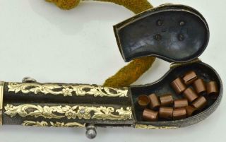 ONE OF A KIND antique Imperial Russian silver&24k gold lighter in form of pistol 5