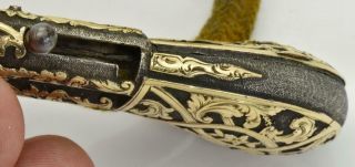 ONE OF A KIND antique Imperial Russian silver&24k gold lighter in form of pistol 6