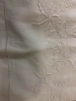 Antique French finest linen fil de LIN sheet with grapes embroidery n monogram 10